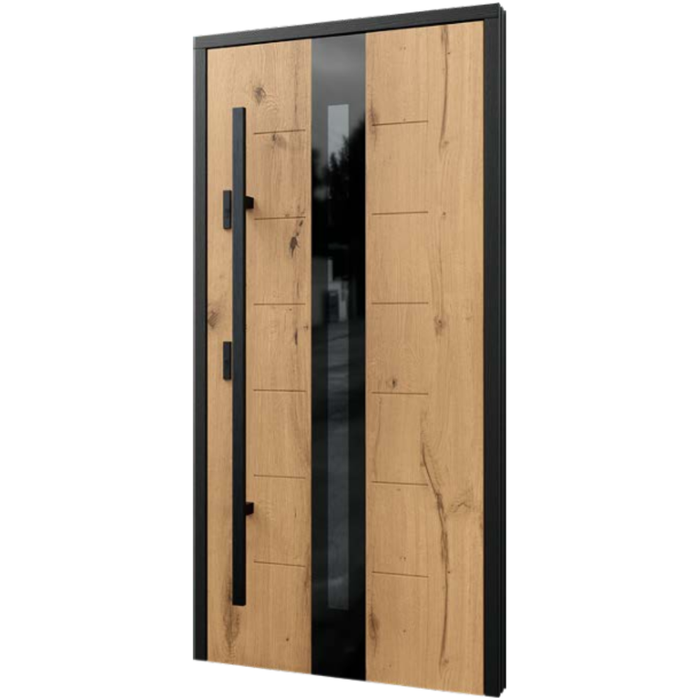 Drzwi ERKADO DREWNIANE GLASS Model P123 / Dąb Sękaty Szczotkowany