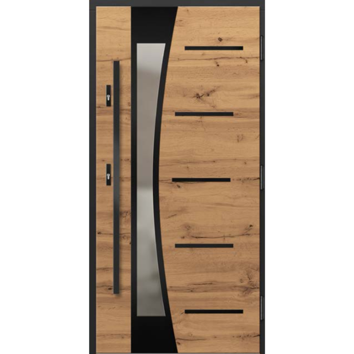 Drzwi ERKADO DREWNIANE INOX Model P177 / Dąb Sękaty Szczotkowany